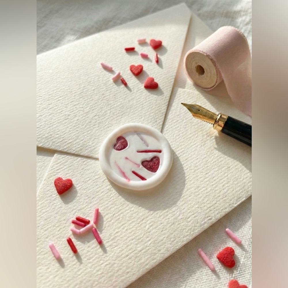 Royal Icing Sprinkle Wax Seals Peel & Stick Faux Icing Valentine Wedding Invite - Picture 14 of 16